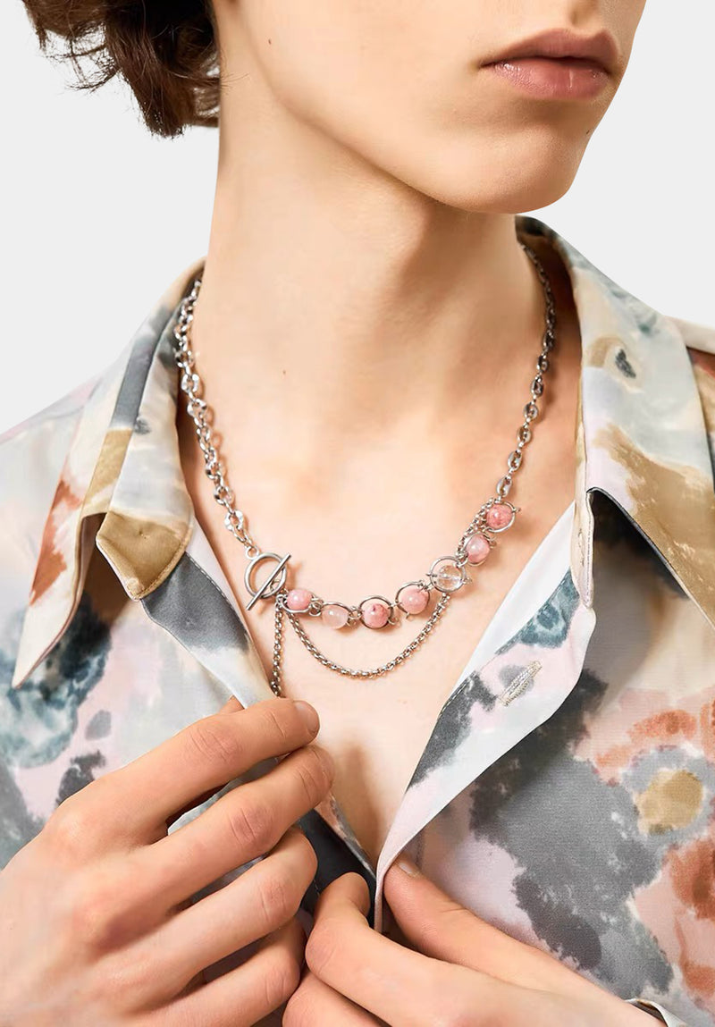 Collier Vénus Rose Argenté