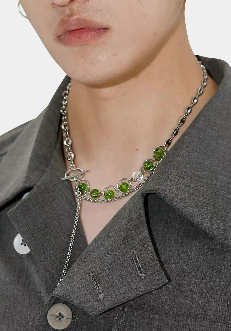 Collier Vénus Vert Argenté