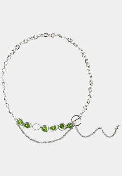 Collier Vénus Vert Argenté